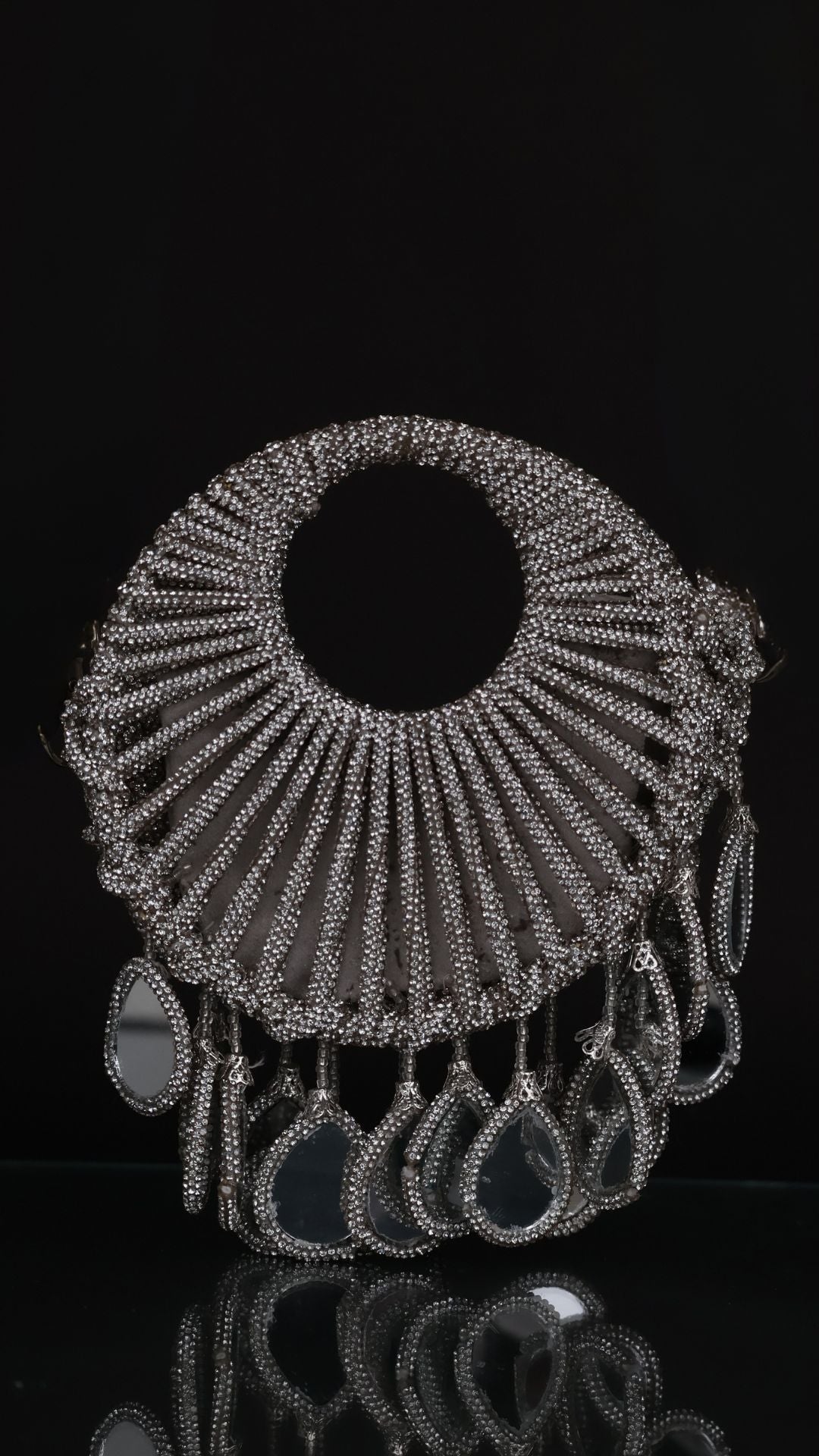 Glided Halo Embellished Bag - Silver