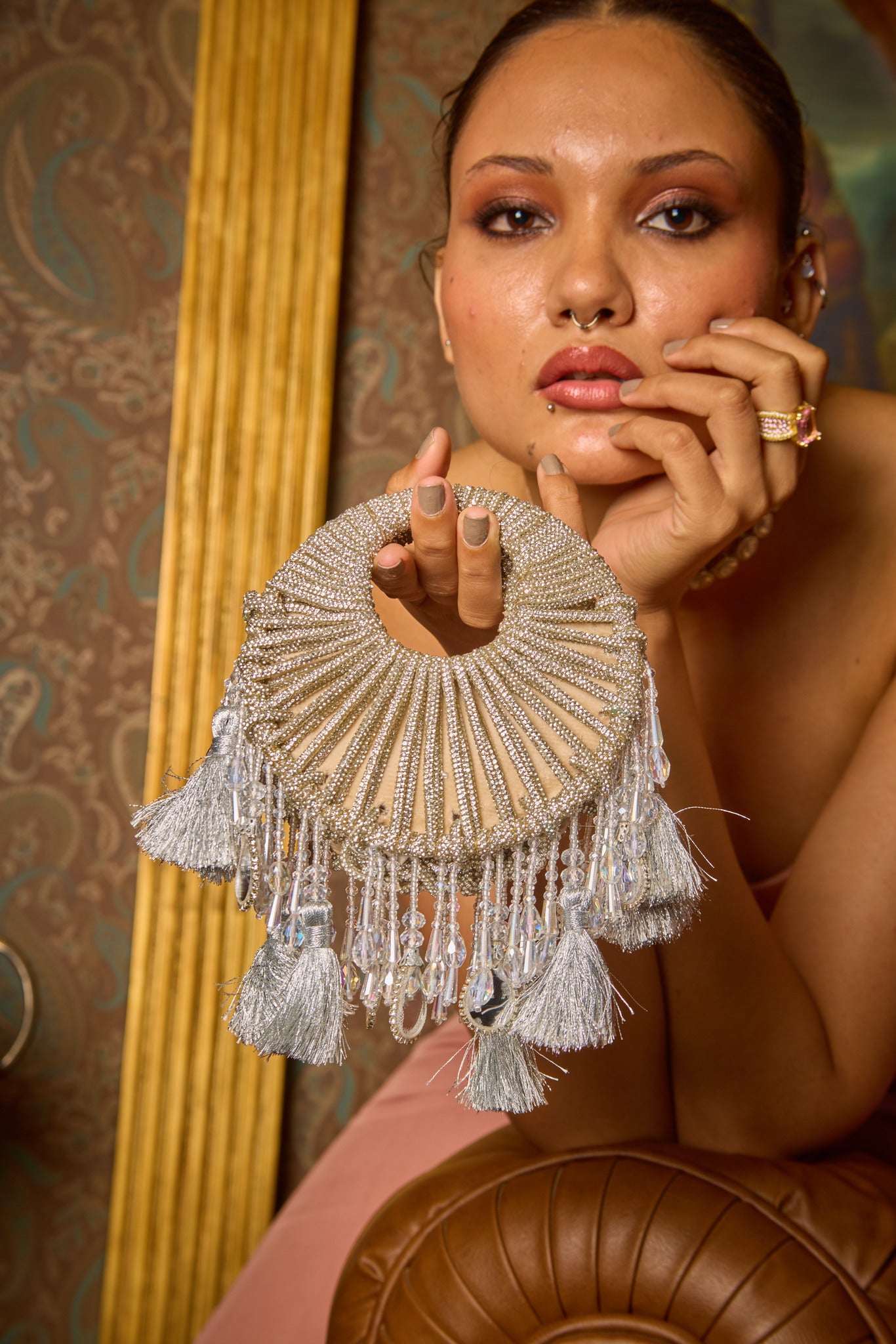 Mitali Wadhwa in our Kala Mini Silver Bag