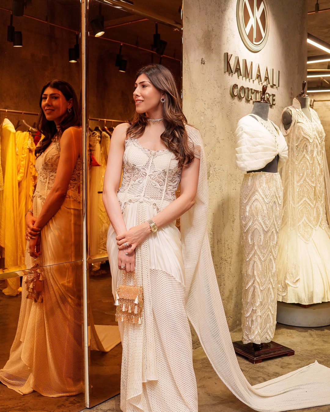 Aashna Jolly Spotted in our Golden Daphne Crystal Bag