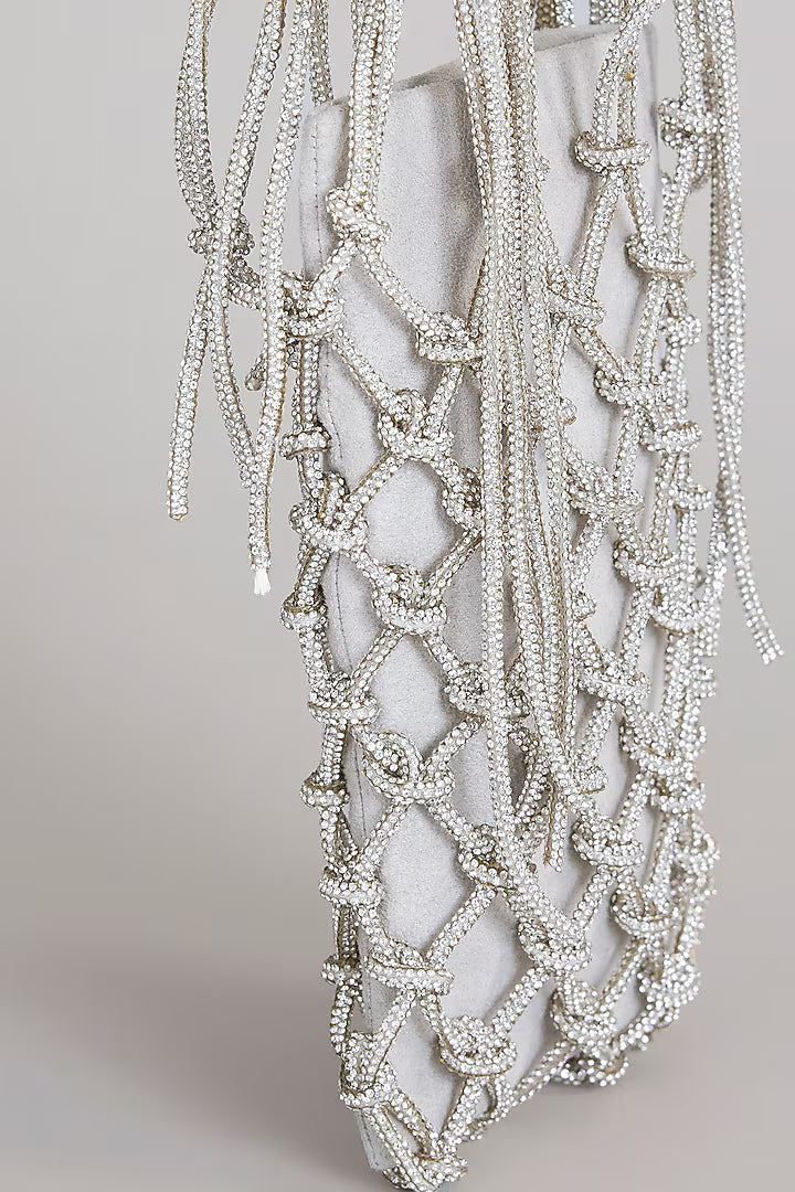 Phone Bag- Silver Rhinestone With Lining
