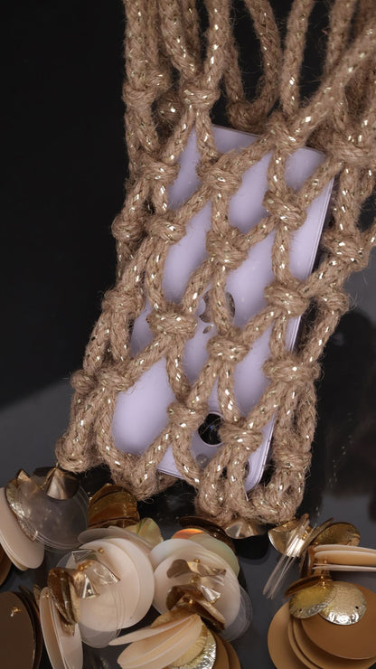 Lumi Knot Jute Mini Bag-Gold