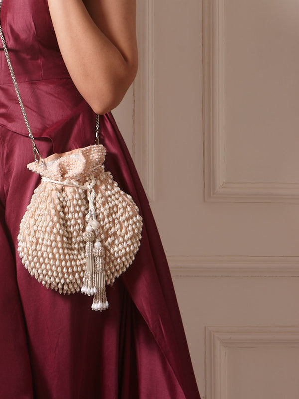 Pink Ivory Pearl Drop Bag