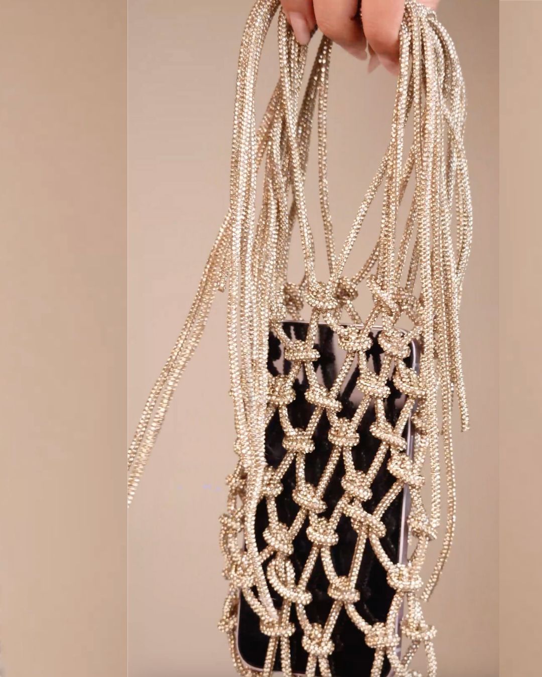 Phone Bag- Golden Rhinestone