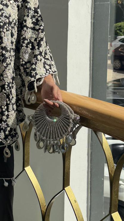 Glided Halo Embellished Bag - Silver