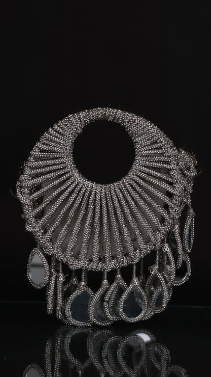 Glided Halo Embellished Bag - Silver
