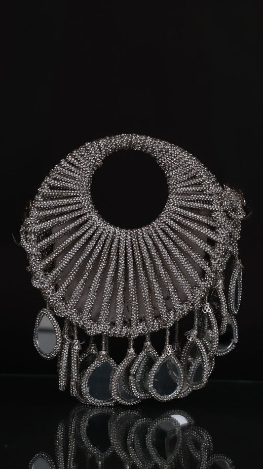 Glided Halo Embellished Bag -- Silver