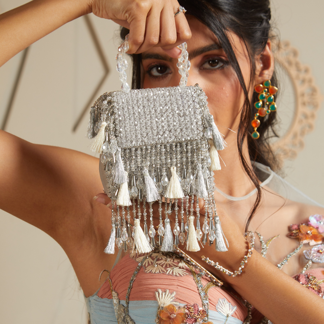Silver Daphne Crystal Mini Bag