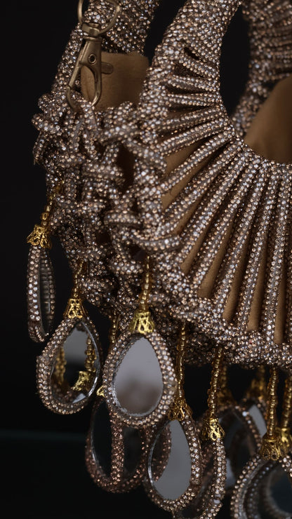 Gilded Halo Embellished Bag - Gold