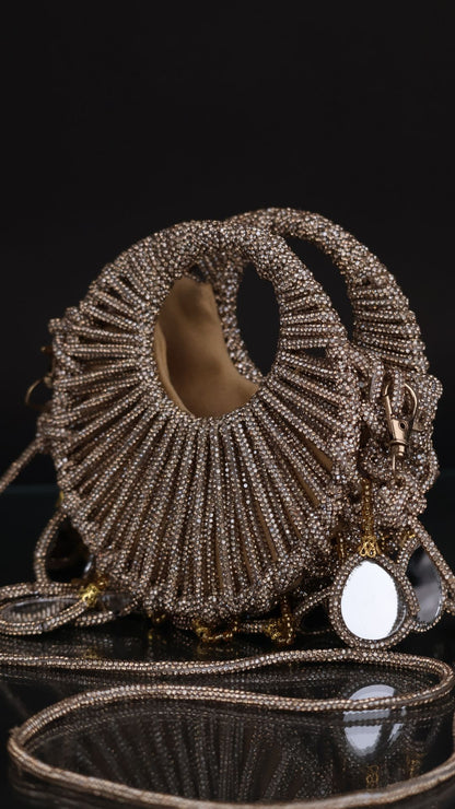 Gilded Halo Embellished Bag - Gold