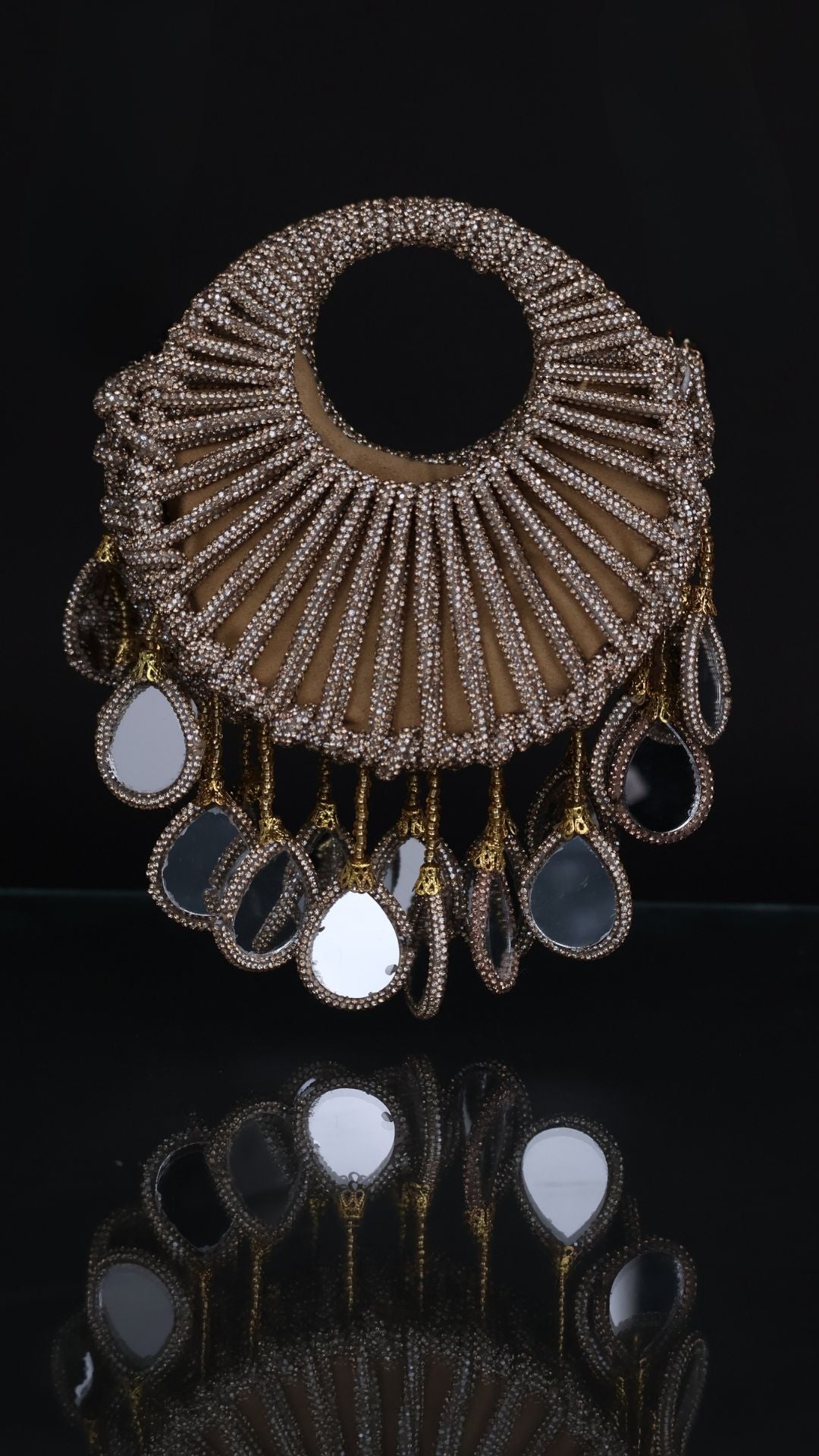 Gilded Halo Embellished Bag - Gold