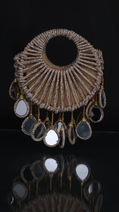 Gilded Halo Embellished Bag - Gold