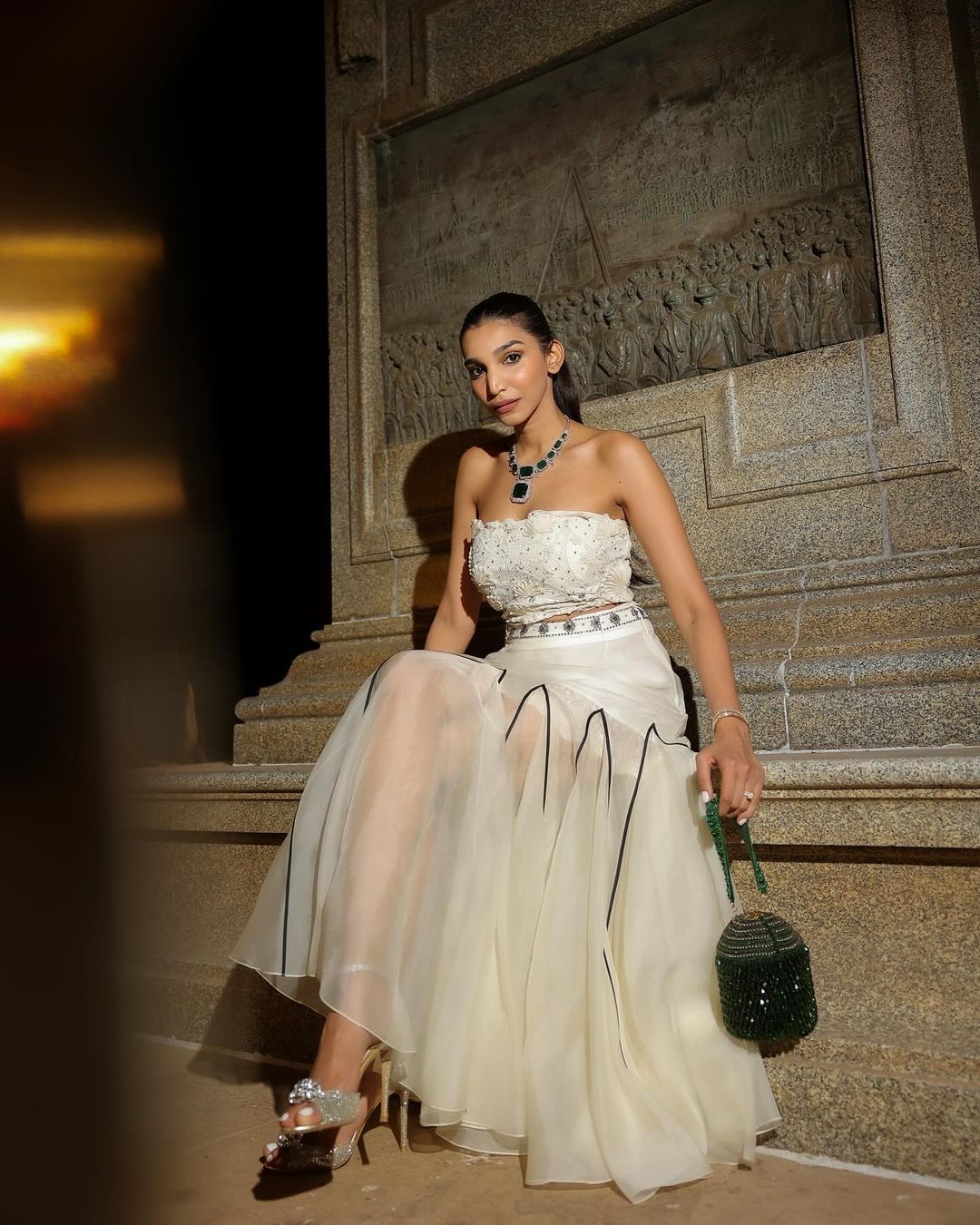 Juhi Godambe in our Green Starry Roohi Bucket Bag