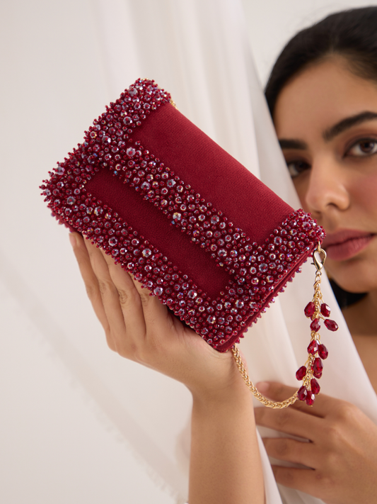Aurel Crystal Medium Bag - Red