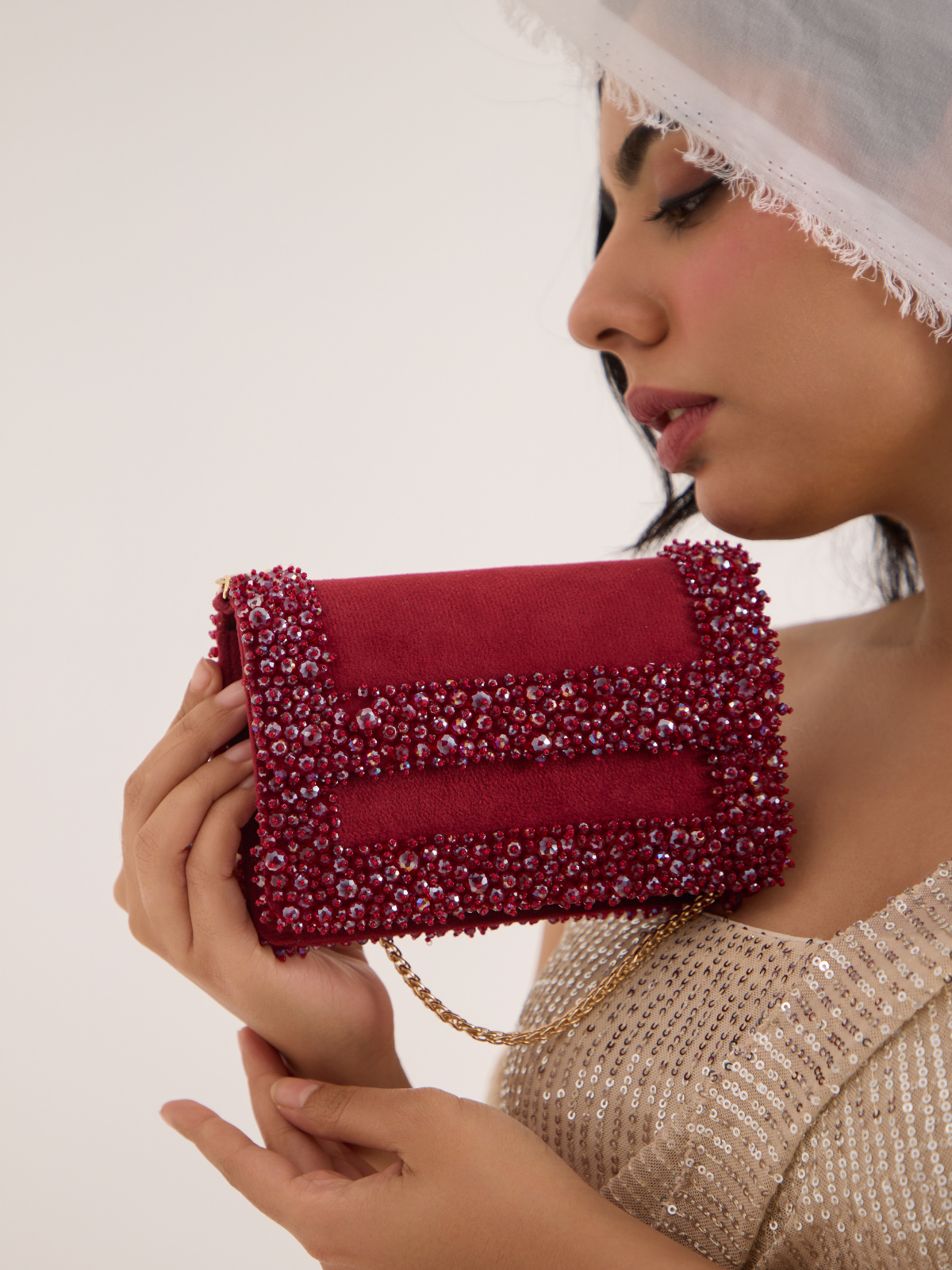 Aurel Crystal Medium Bag - Red