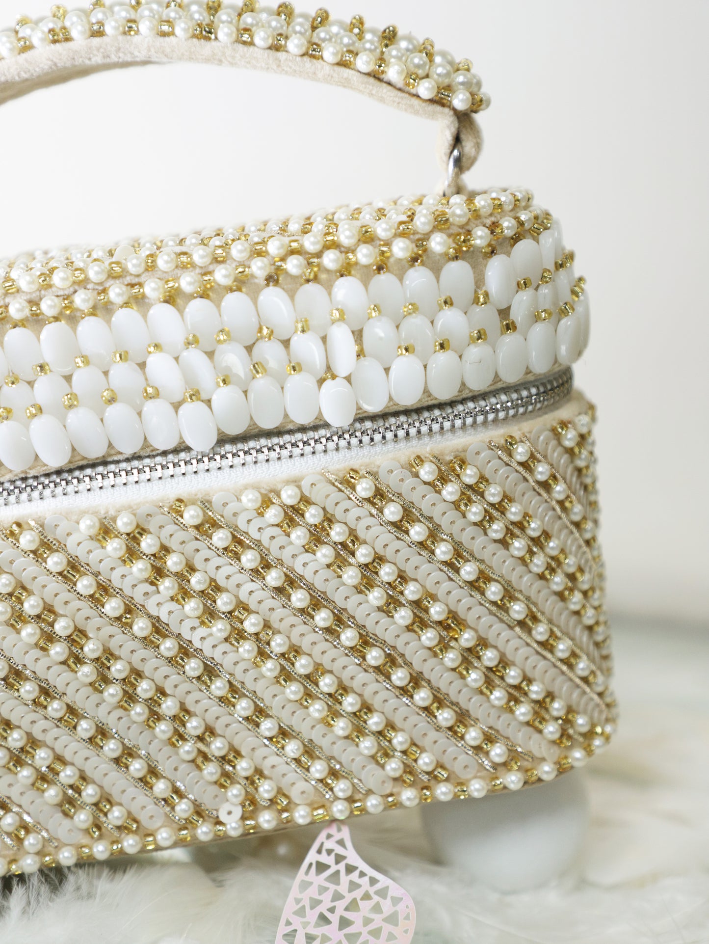 Laura Pearl Ivory White Cube Bag