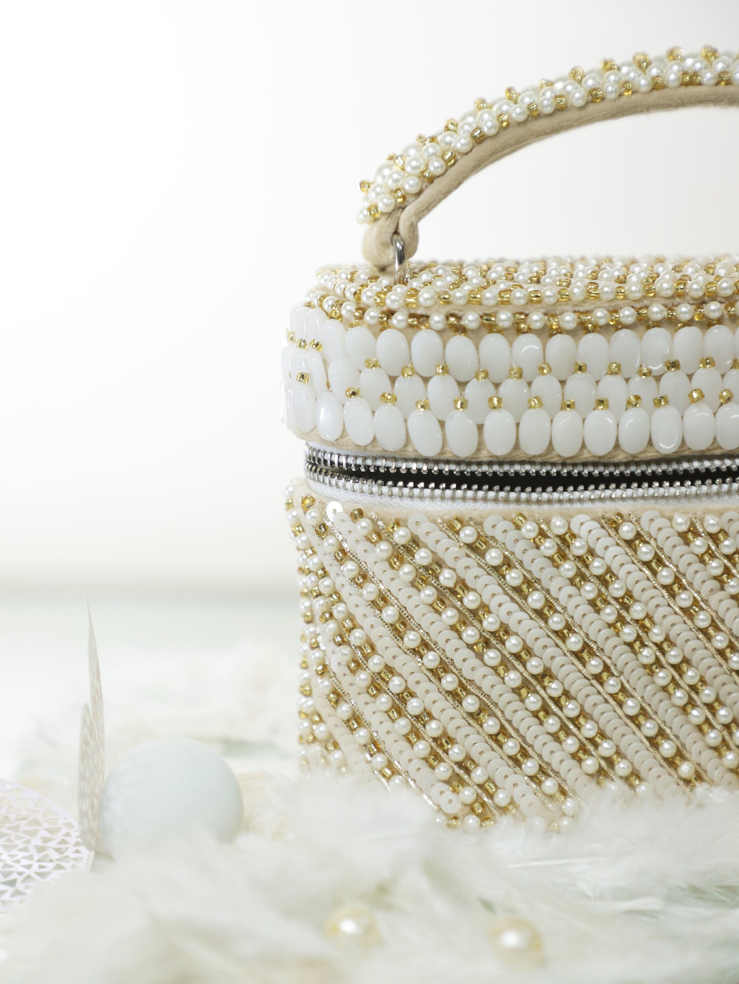 Laura Pearl Ivory White Cube Bag