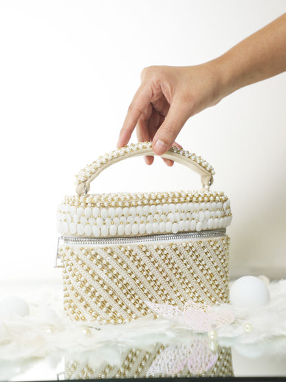 Laura Pearl Ivory White Cube Bag