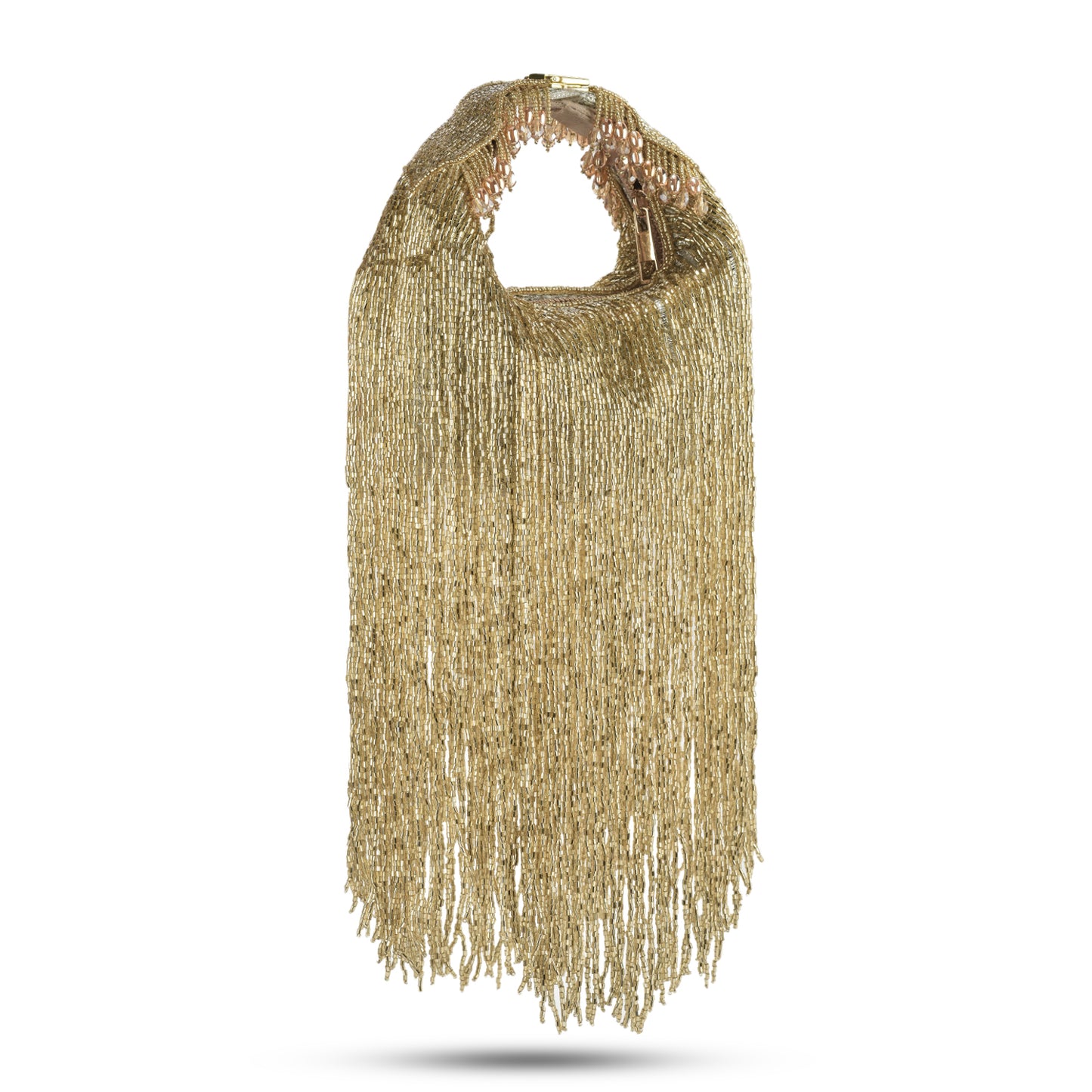 Golden Embellished Zaha Tasselled Cutdana Bag