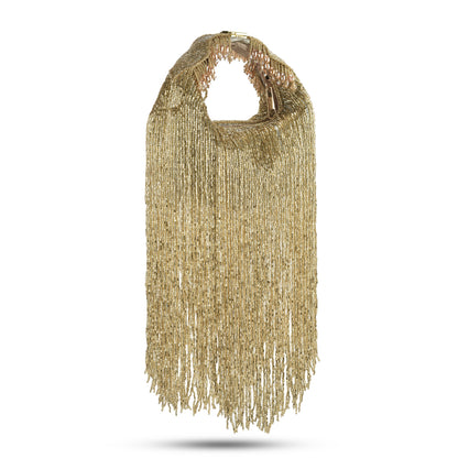 Golden Embellished Zaha Tasselled Cutdana Bag