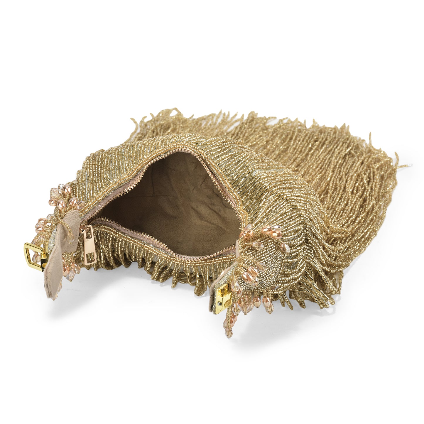 Golden Embellished Zaha Tasselled Cutdana Bag