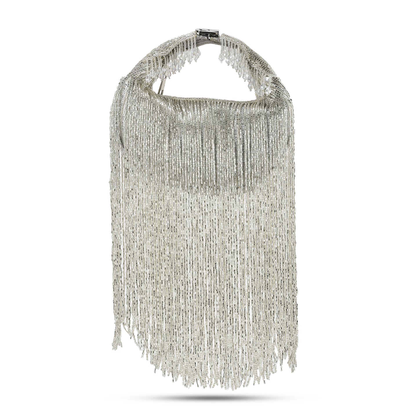 Silver Embellished Zaha Tasselled Cutdana Bag