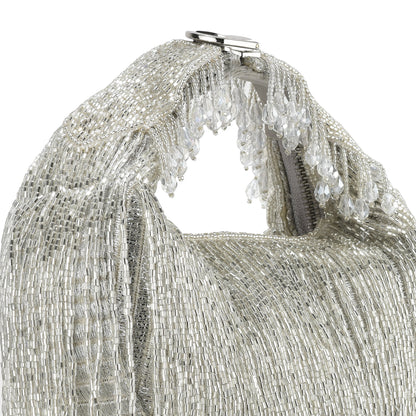 Silver Embellished Zaha Tasselled Cutdana Bag