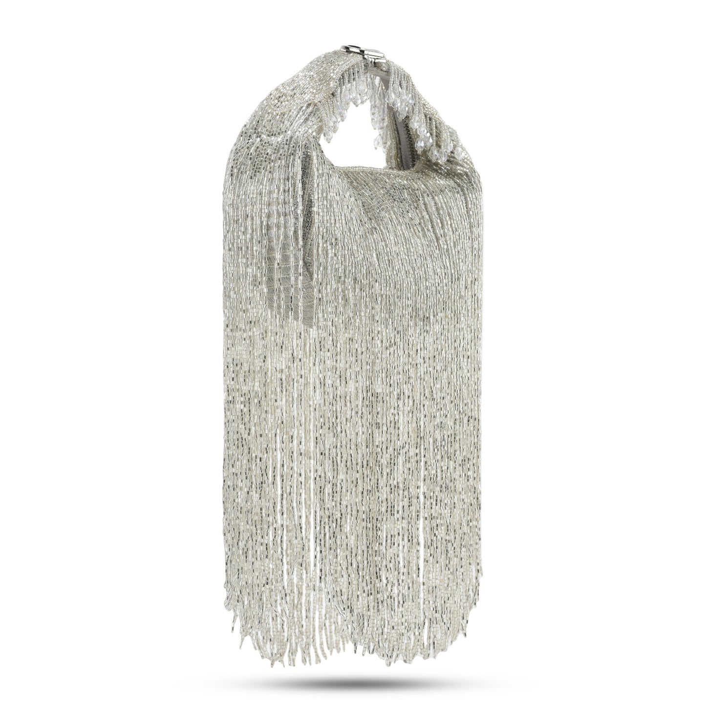 Silver Embellished Zaha Tasselled Cutdana Bag