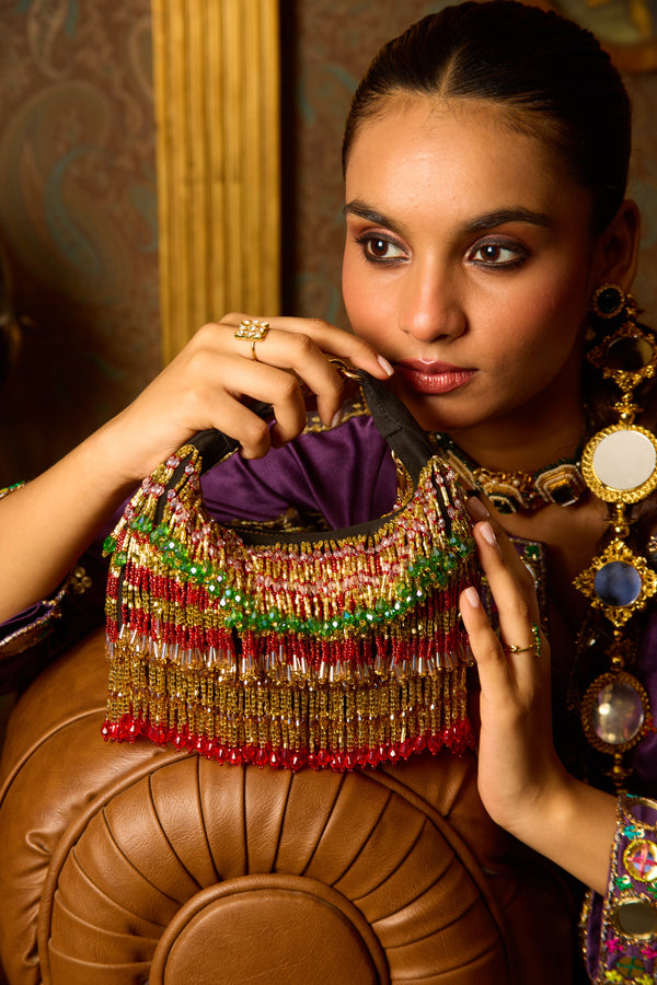 Faiza Boat Bag -Golden Red