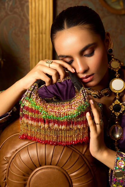 Ankita Arora In our Faiza Boat Bag -Golden Red