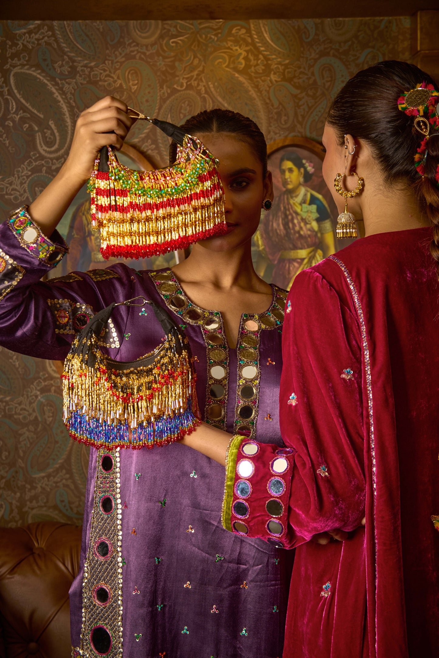 Ankita Arora In our Faiza Boat Bag -Golden Red