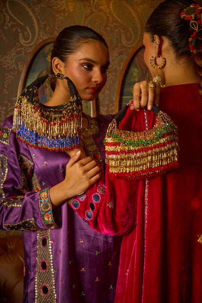 Ankita Arora In our Faiza Boat Bag -Golden Red