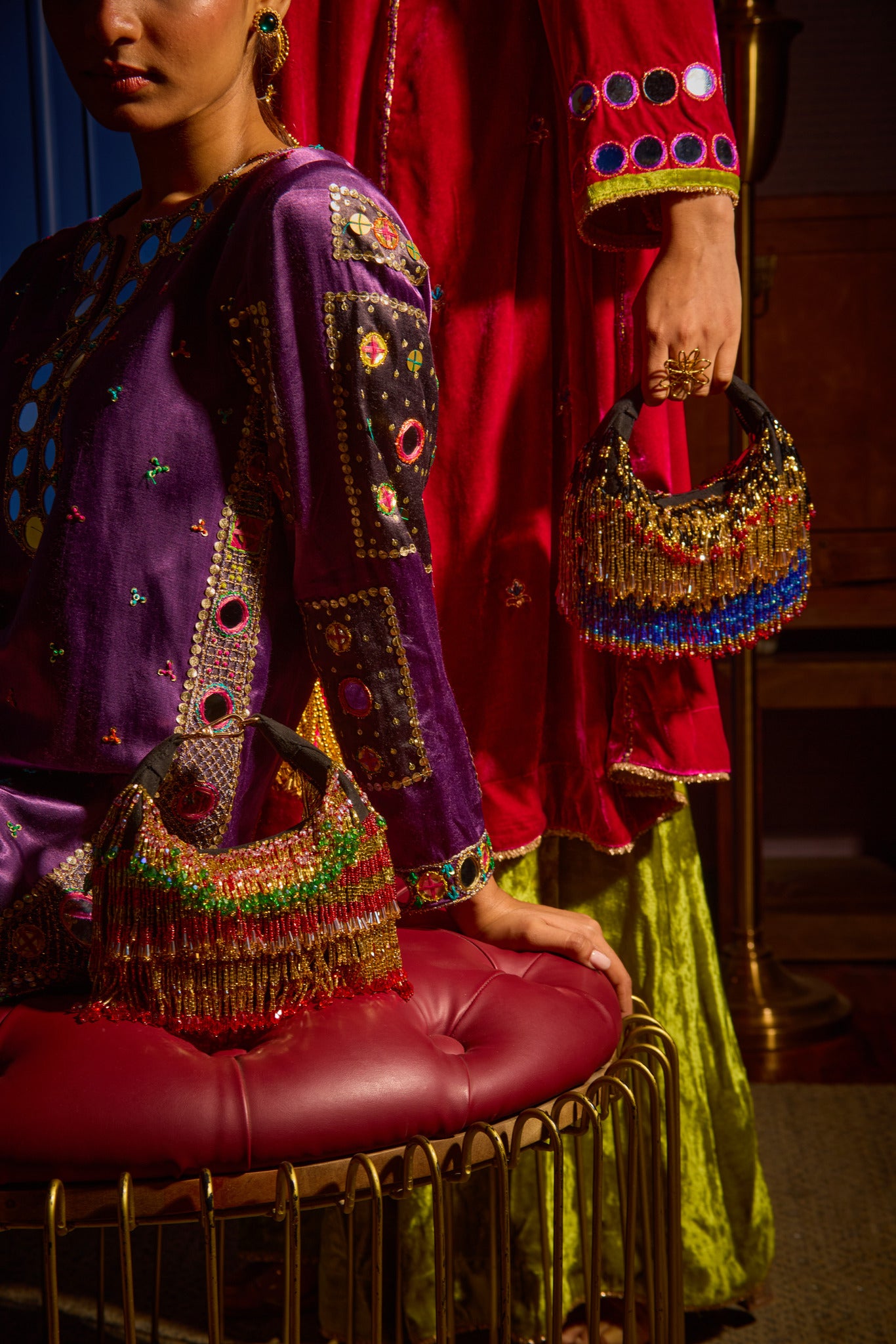 Faiza Boat Bag -Golden Blue