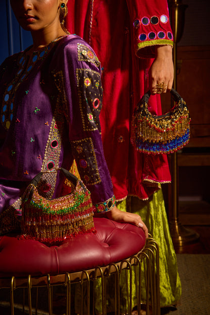 Faiza Boat Bag -Golden Blue
