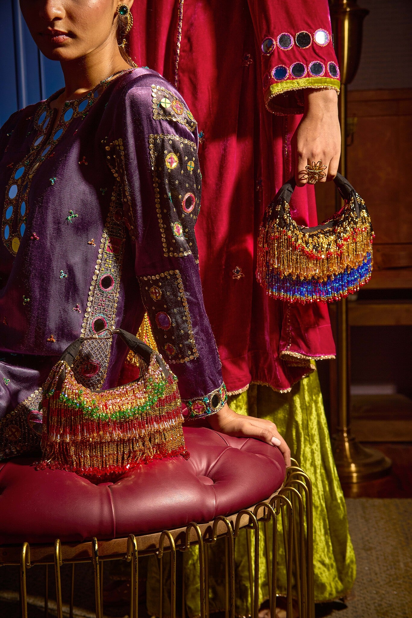 Ankita Arora In our Faiza Boat Bag -Golden Red