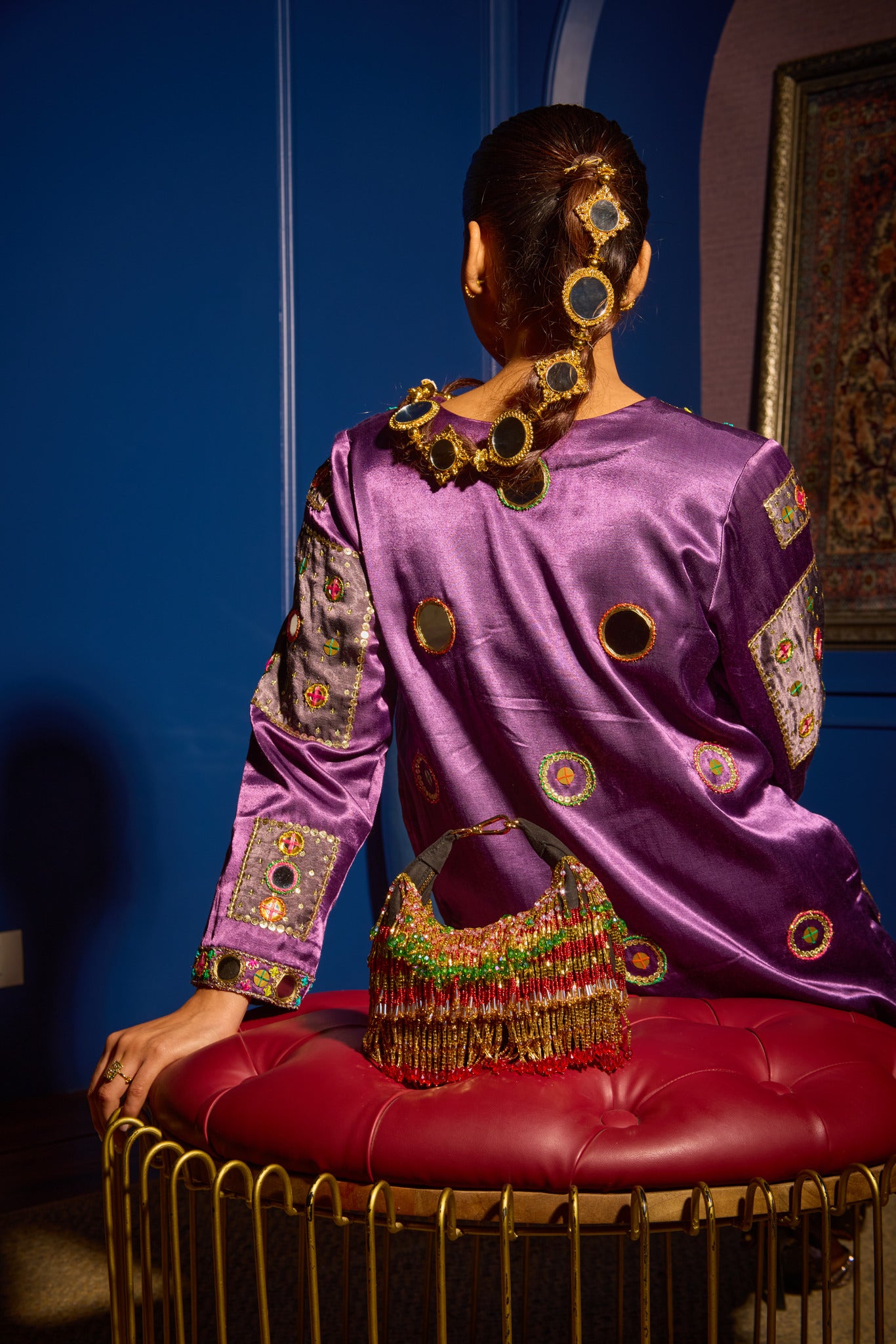 Ankita Arora In our Faiza Boat Bag -Golden Red