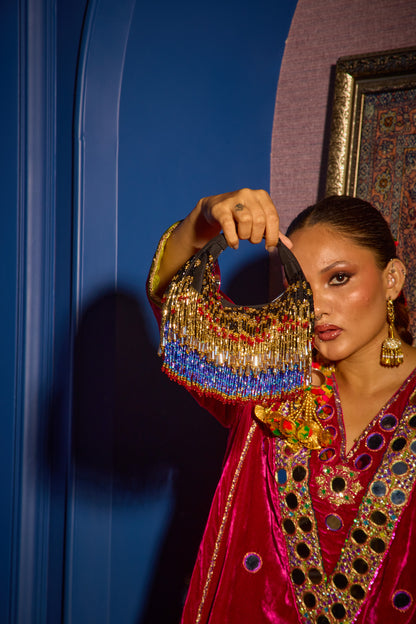 Faiza Boat Bag -Golden Blue