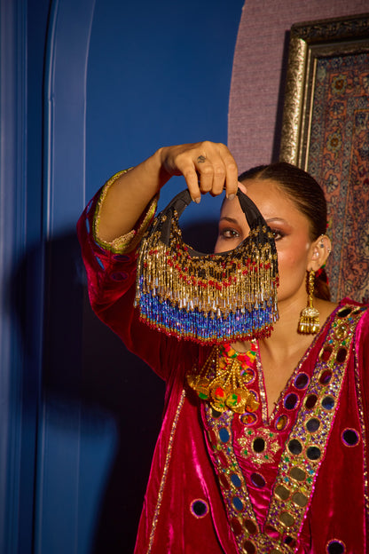 Faiza Boat Bag -Golden Blue