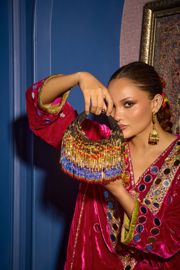 Faiza Boat Bag -Golden Blue