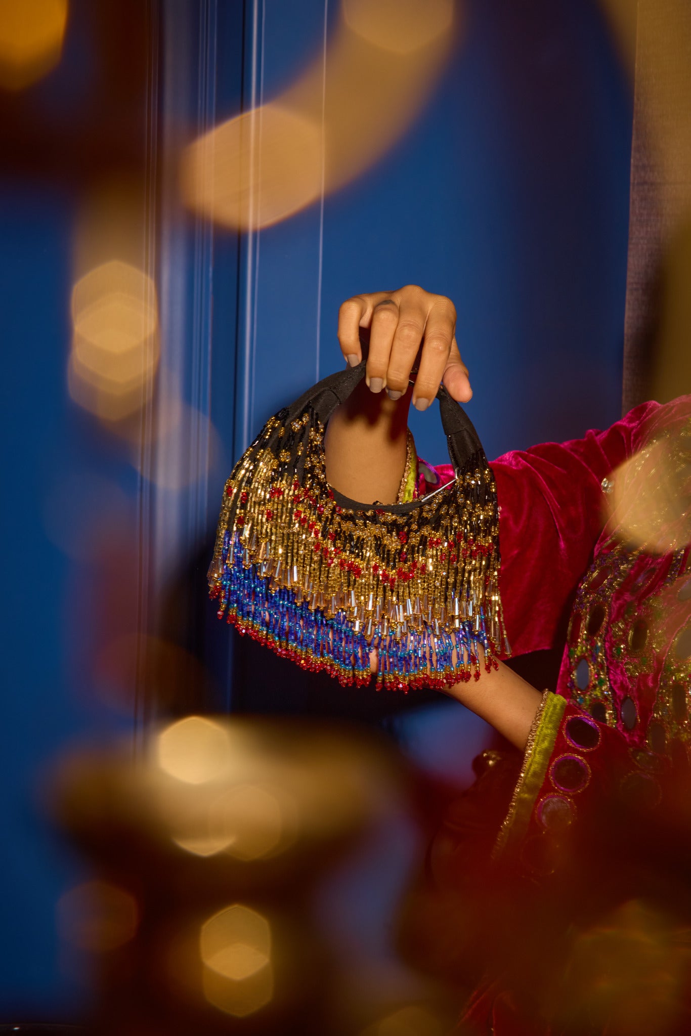 Faiza Boat Bag -Golden Blue