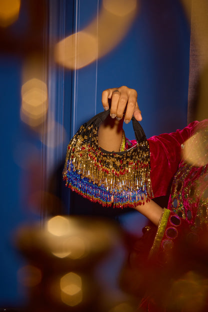 Faiza Boat Bag -Golden Blue
