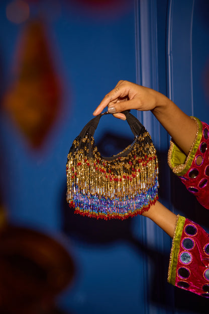 Faiza Boat Bag -Golden Blue