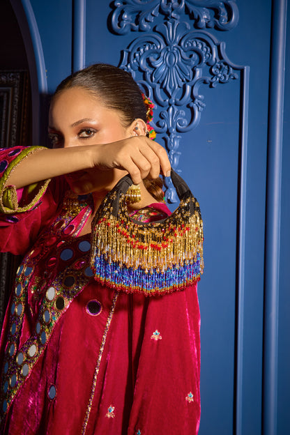 Faiza Boat Bag -Golden Blue