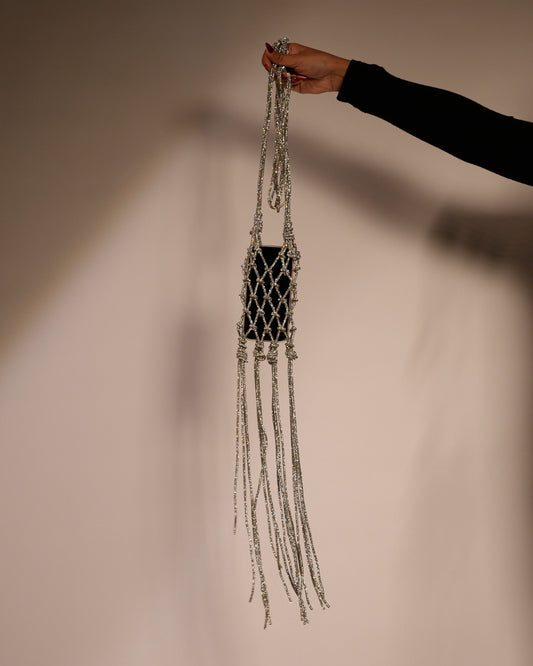 MERCE FRINGE PHONE BAG- SILVER