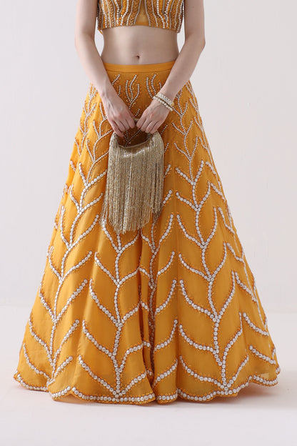 Golden Embellished Zaha Tasselled Cutdana Bag