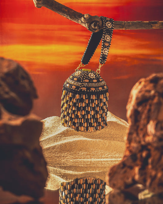Black Peach Stone Starry Roohi Bucket Bag