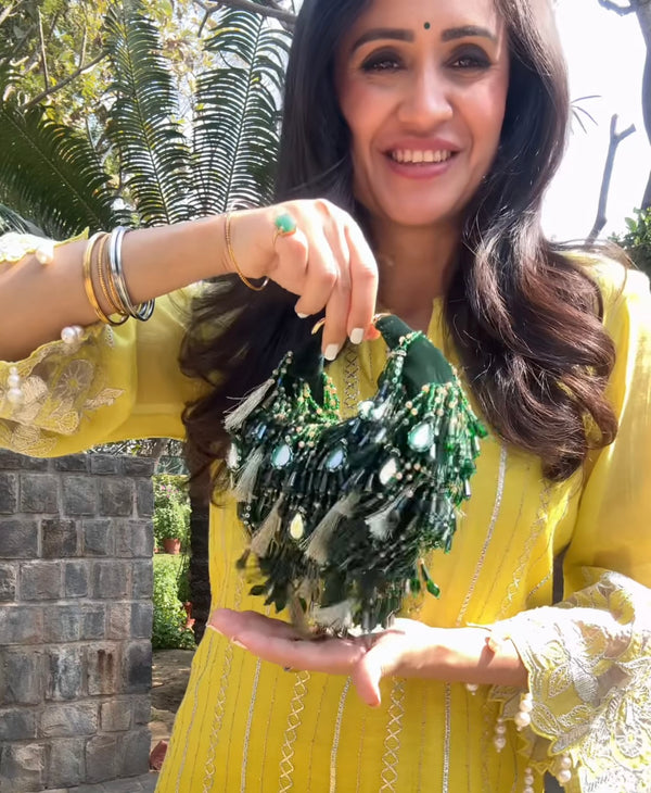 Mitali Wadhwa in Our Sienna Boat Bag-Green