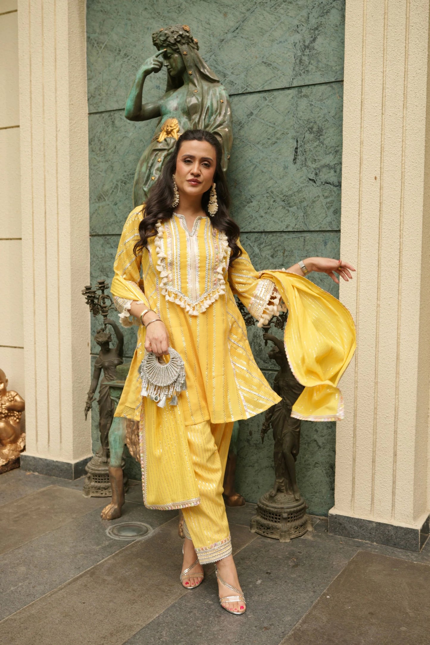 Mitali Wadhwa in our Kala Mini Silver Bag