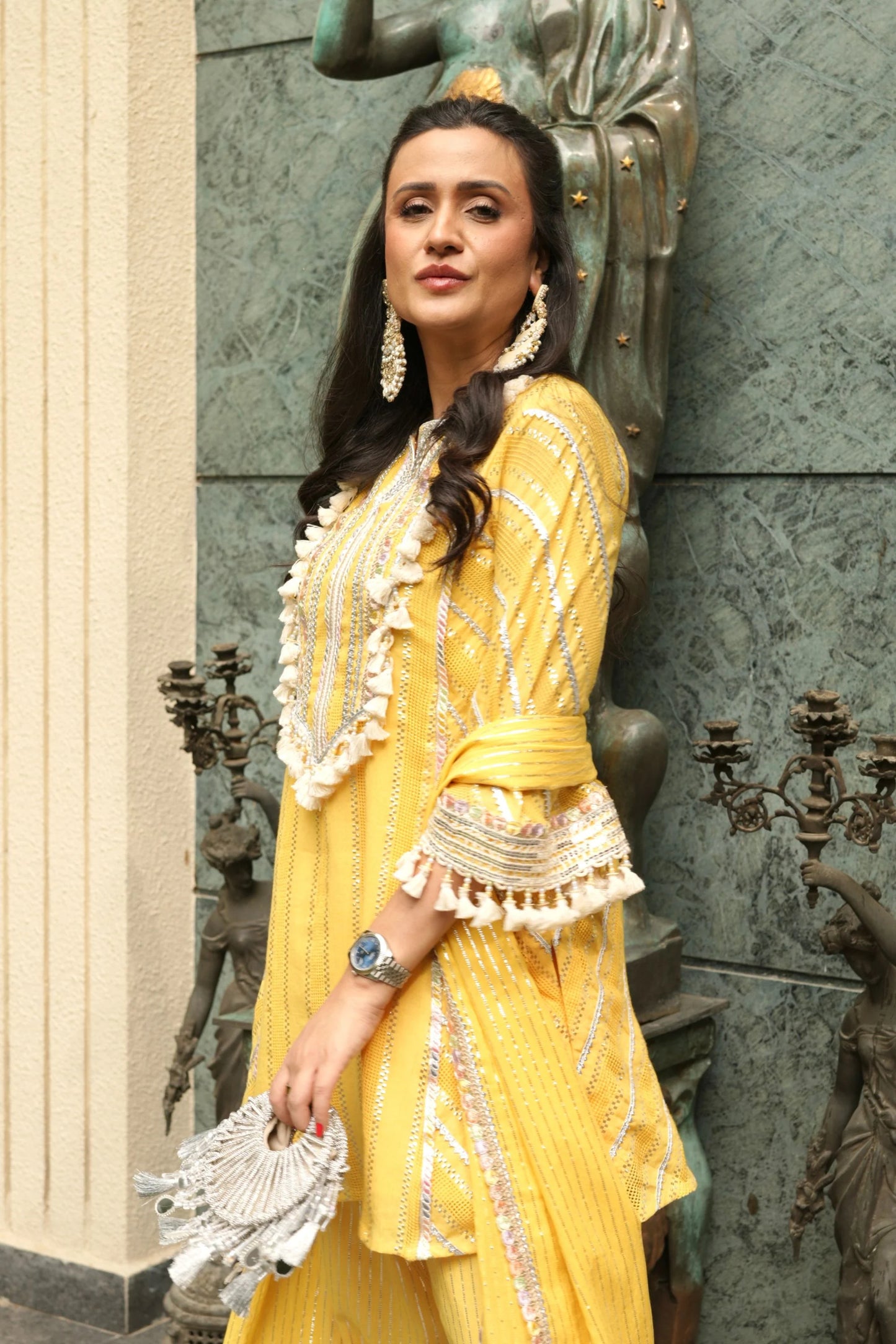 Mitali Wadhwa in our Kala Mini Silver Bag