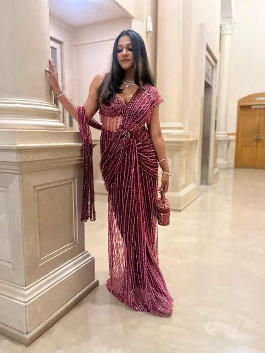 Esha Amiin in our Laura Pearl Red Cube Bag