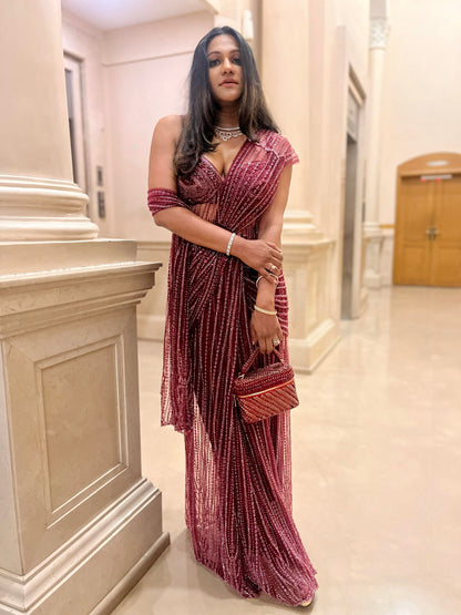Esha Amiin in our Laura Pearl Red Cube Bag